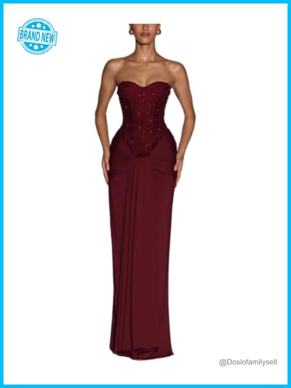 Strapless Sequin Bodice Tie Waist Bodycon Long Formal Dress